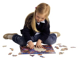 Clara playing with puzzles